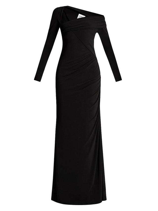 Womens Asymmetric Long-Sleeve Jersey Gown Product Image