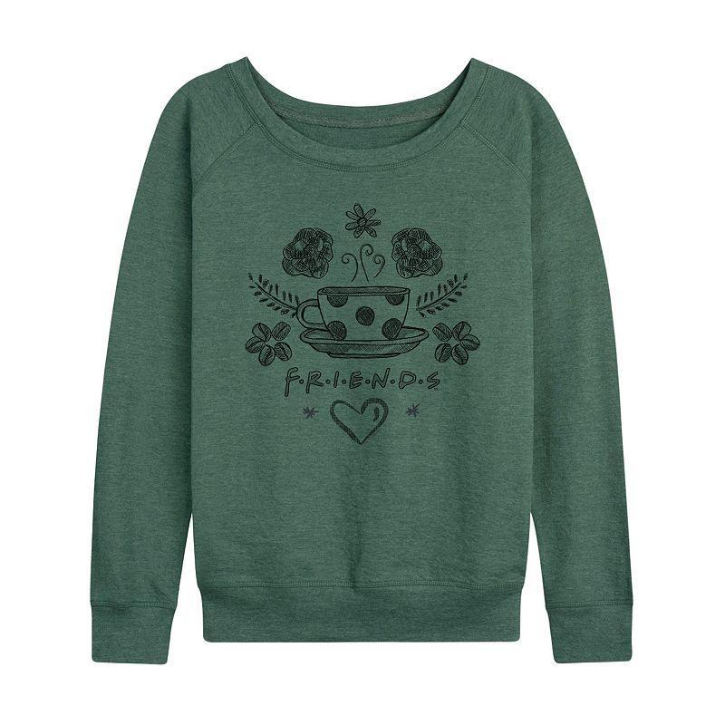 Womens Friends Floral Coffee Logo Slouchy Graphic Sweatshirt Product Image