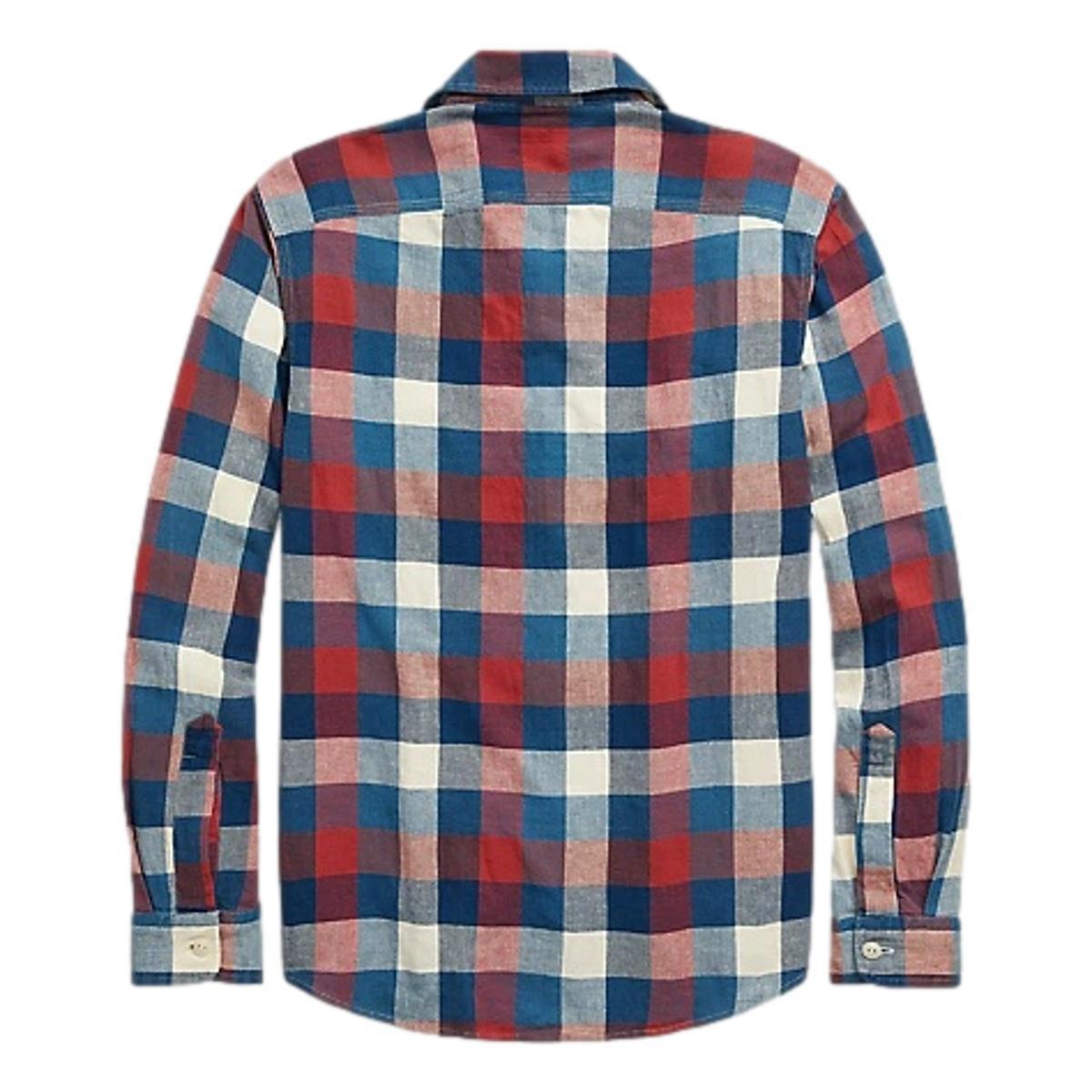 Indigo Plaid Cotton-Linen Workshirt Red Indigo Product Image