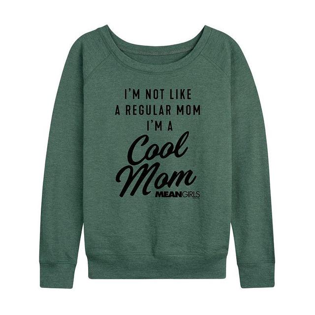 Womens Mean Girls Cool Mom Slouchy Graphic Sweatshirt Grey Green Product Image