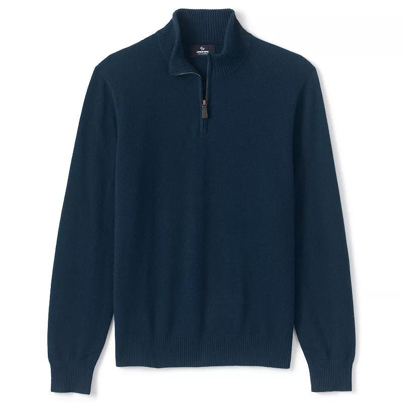 Mens Lands End Cashmere Quarter-Zip Sweater Northern Grey Product Image