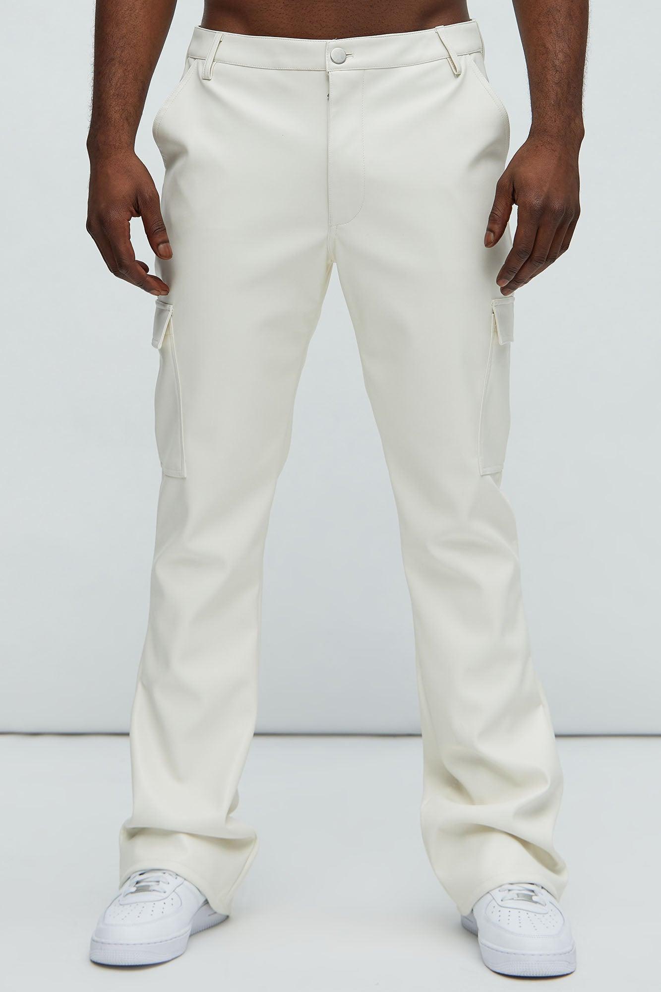 Royce Faux Leather Pants - White Product Image