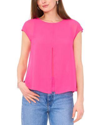 Vince Camuto Womens Cap-Sleeve Overlay Top Product Image