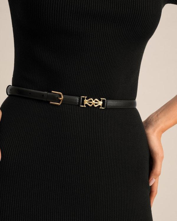 LS Clasp Leather Skinny Belt Product Image