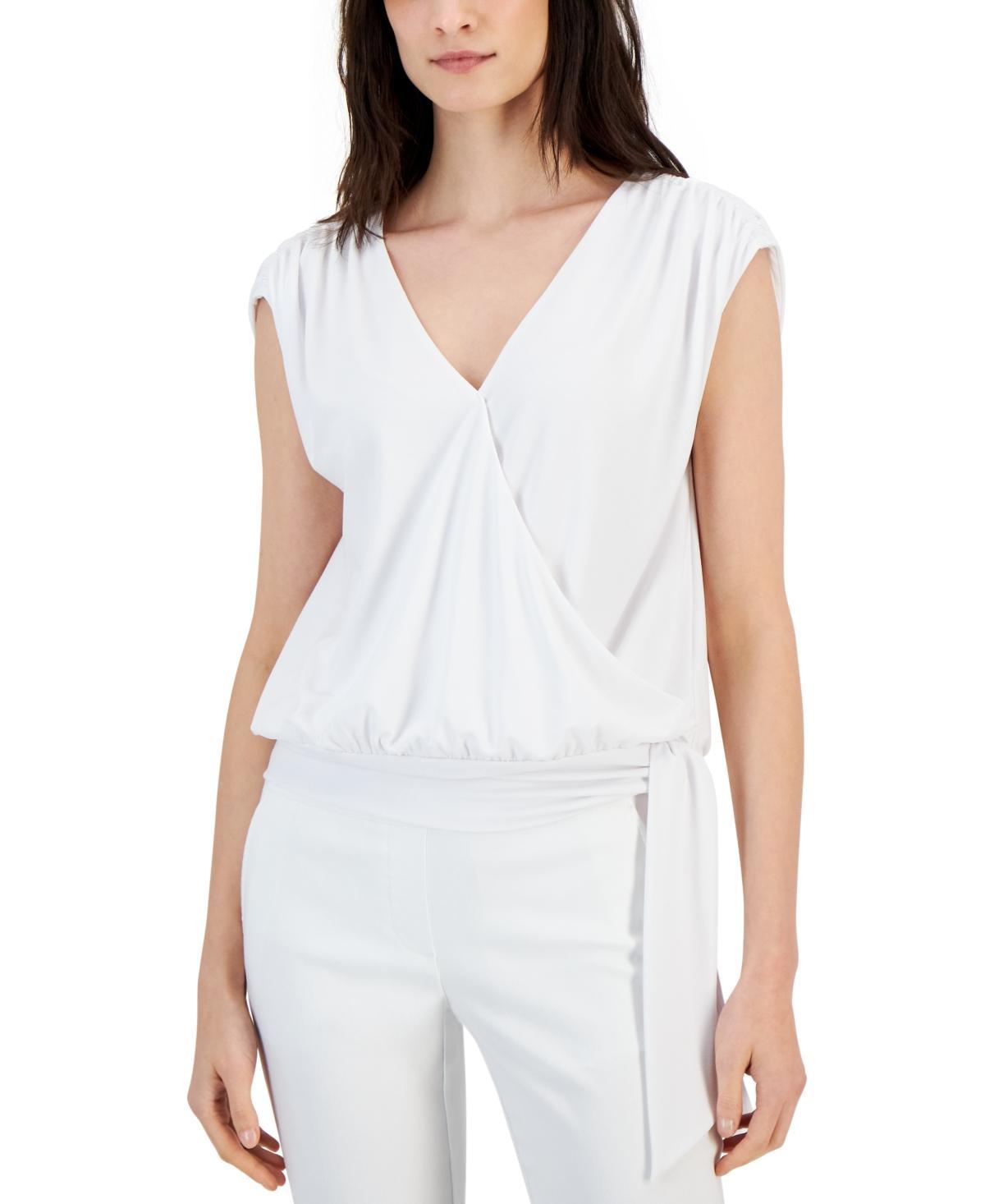 I.n.c. International Concepts Womens Ruched Side-Tie Top, Created for Macys Product Image