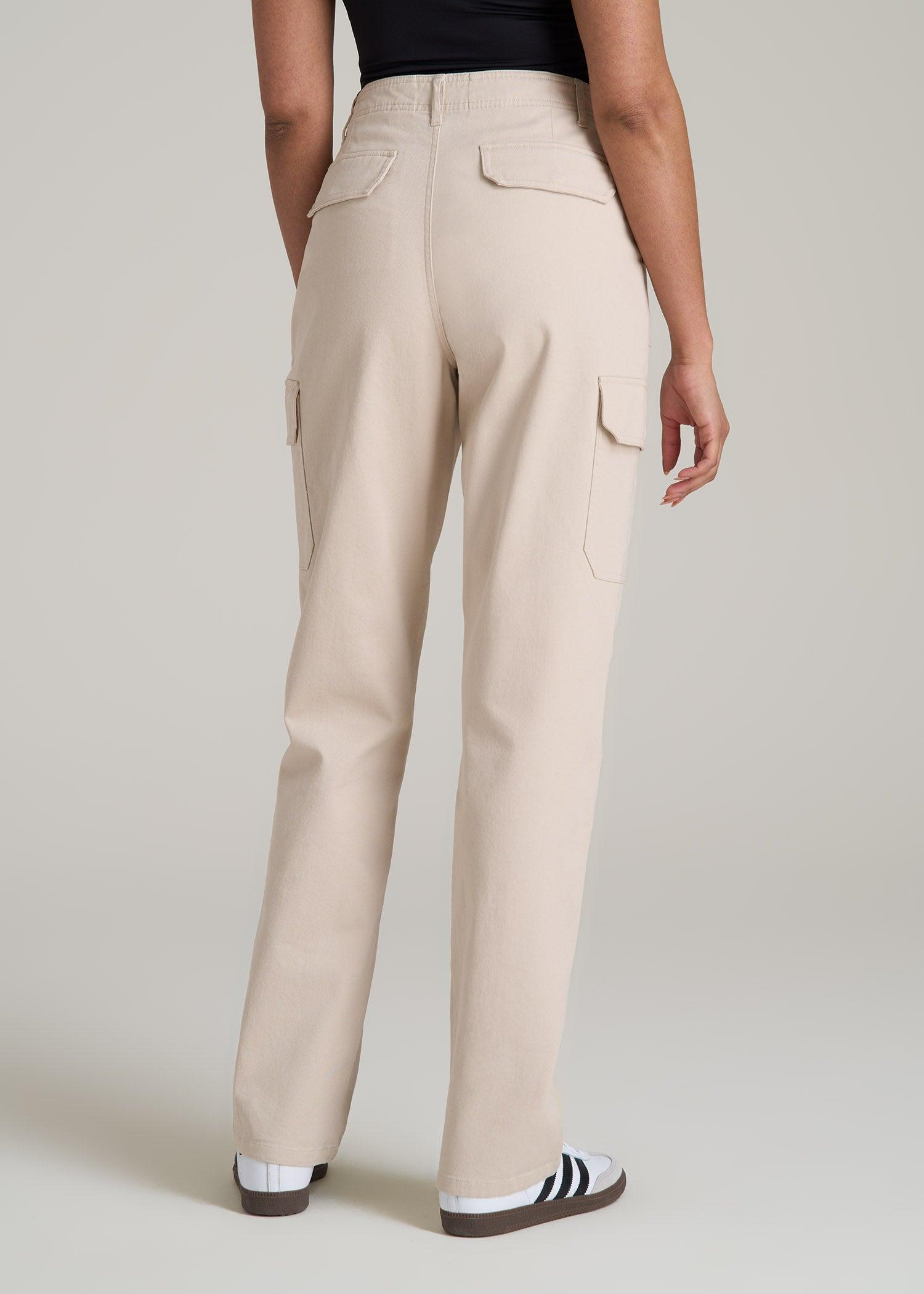 Straight Leg Cargo Chino Pants for Tall Women in Soft Beige Product Image