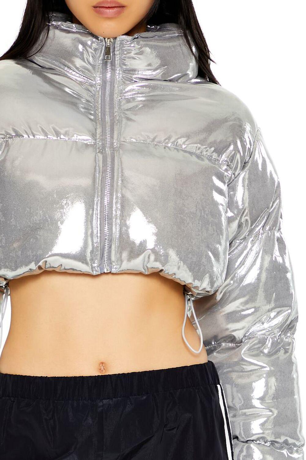 High-Shine Cropped Puffer Jacket | Forever 21 Product Image