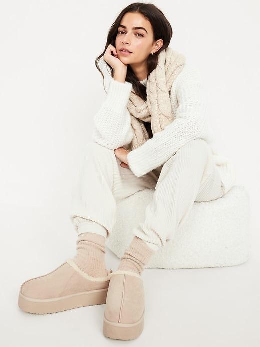 Sherpa-Lined Platform Slippers Product Image