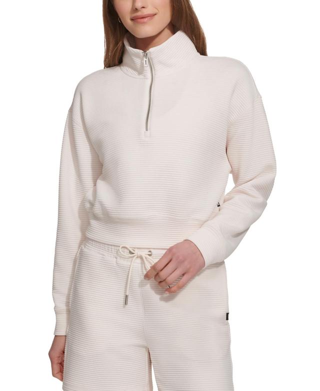 Dkny Sport Womens Zip-Neck Ribbed Knit Sweatshirt Product Image