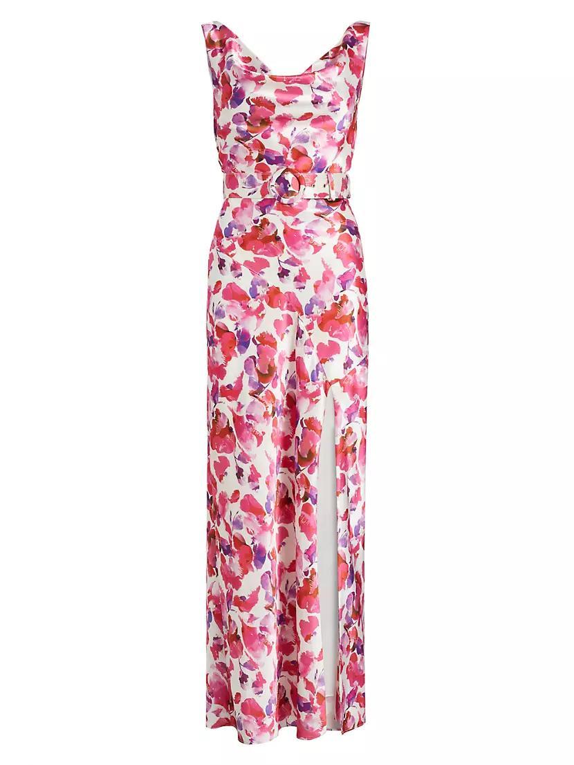 Womens Bette Watercolor Petal Cowl Midi-Dress Product Image