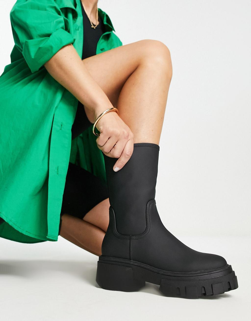 ASOS DESIGN Acton chunky pull on boots in black  Product Image