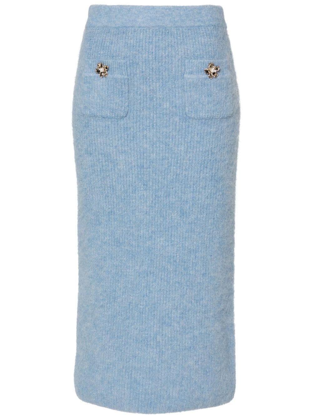 Fine-knit Midi Skirt In Blue Product Image