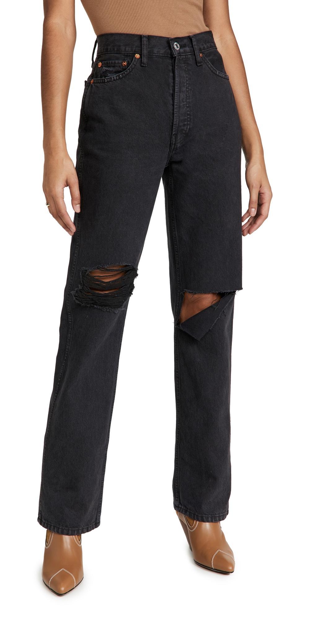 RE/DONE High Rise Rigid Loose Jean Washed Black with Rips 26 product image