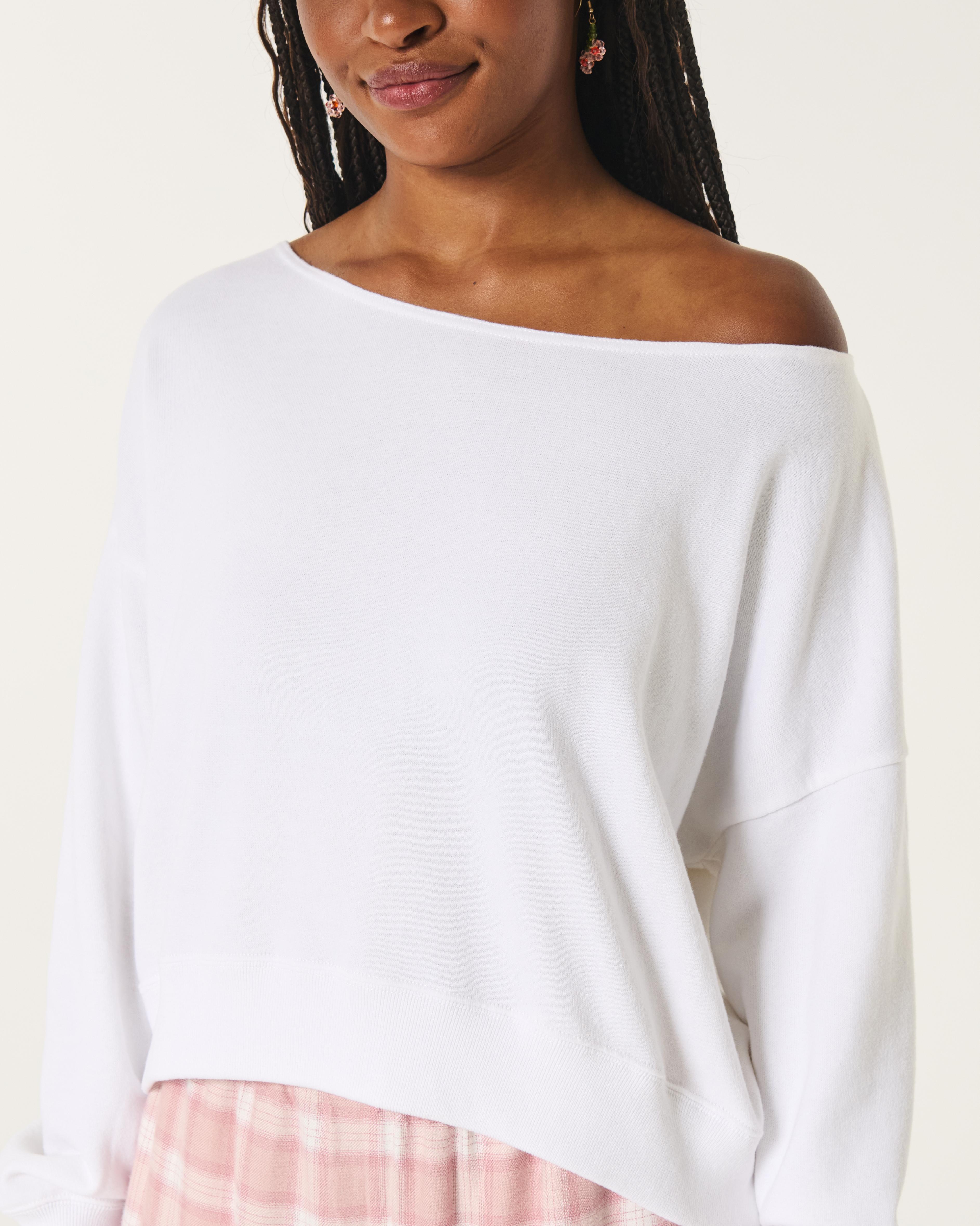 Easy Off-the-Shoulder Terry Sweatshirt Product Image