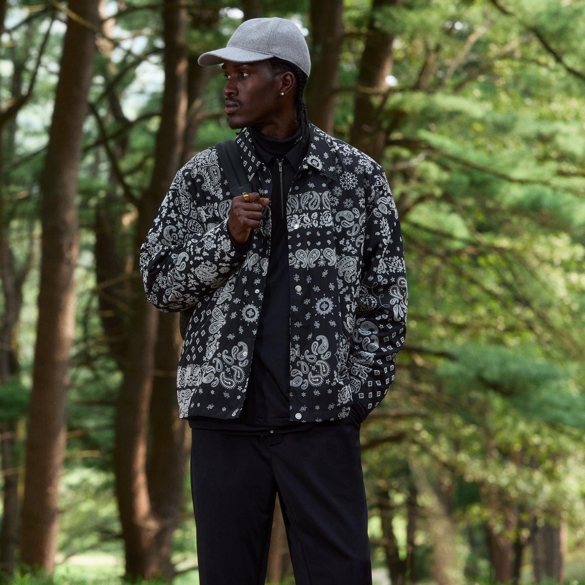 Kith Flocked Deconstructed Bandana Coaches Jacket - Black Male Product Image