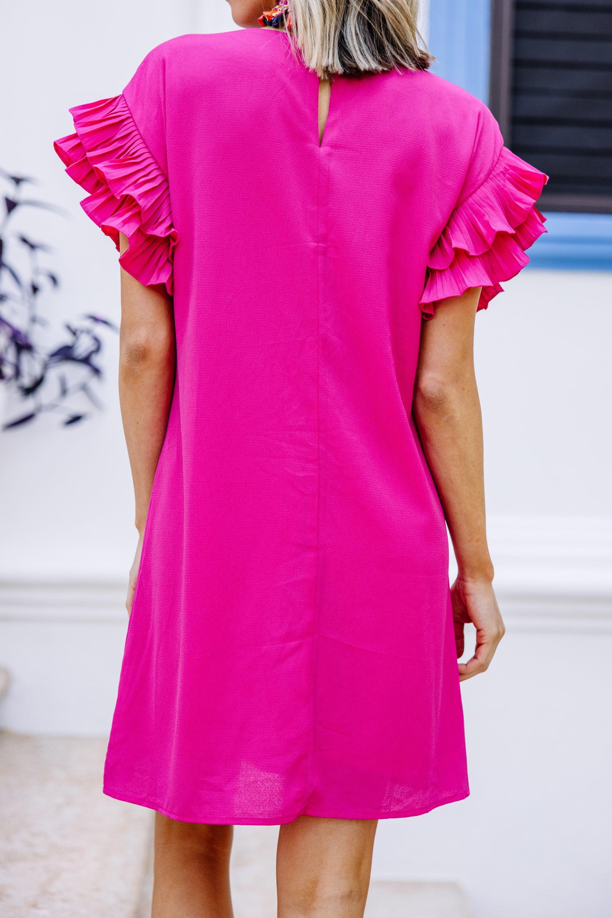 What A Vision Fuchsia Pink Ruffled Dress Female Product Image