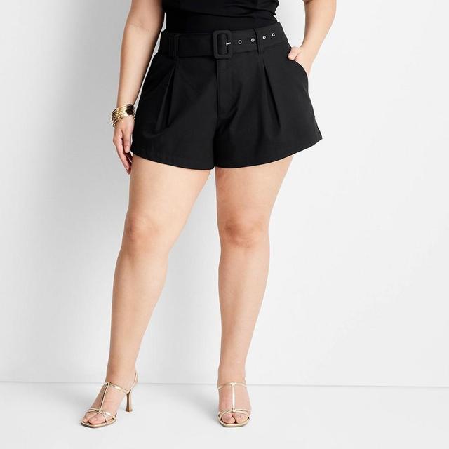 Womens High-Rise Belted Shorts - Future Collective with Jenee Naylor Black 20 Product Image