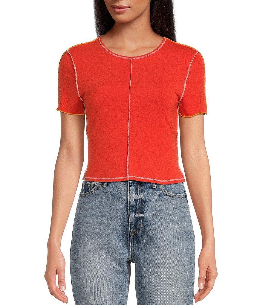 Circus NY by Sam Edelman Kacey Exposed Seam Short Sleeve Crop Top product image