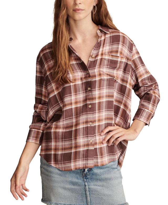 Lucky Brand Womens Cloud Plaid Boyfriend Shirt Product Image