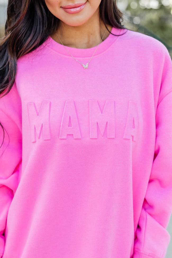 Mama Embossed Logo Power Pink Graphic Sweatshirt Product Image