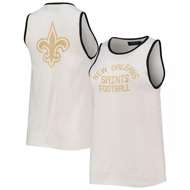 Womens Junk Food /Black New Orleans Saints Throwback Pop Binding Scoop Neck Tank Top Product Image