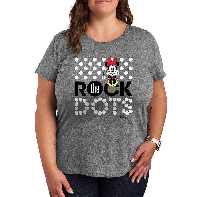 Disneys Minnie Mouse Plus Rock The Dots Graphic Tee, Womens Grey Gray Product Image