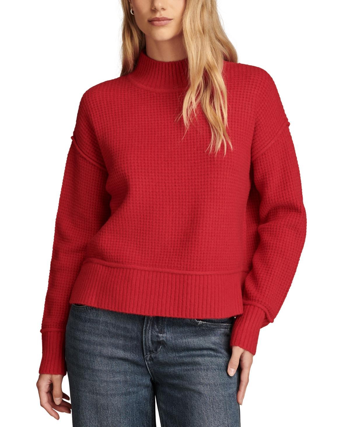 Lucky Brand Womens Mock Neck Waffle-Knit Sweater Product Image