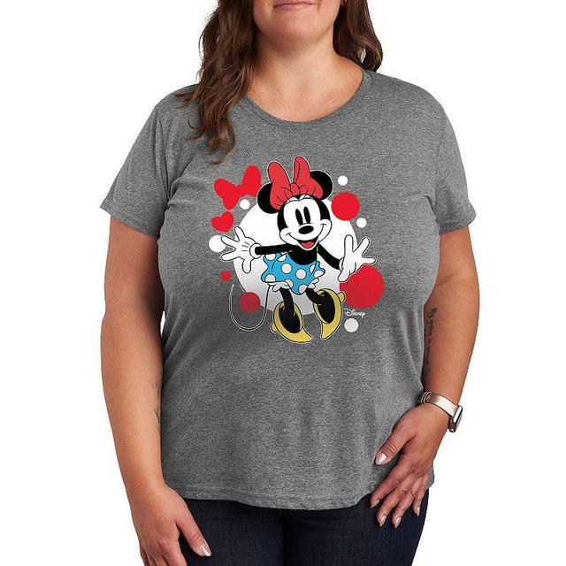 Disneys Minnie Mouse Plus Dots Graphic Graphic Tee, Womens Med Grey Product Image