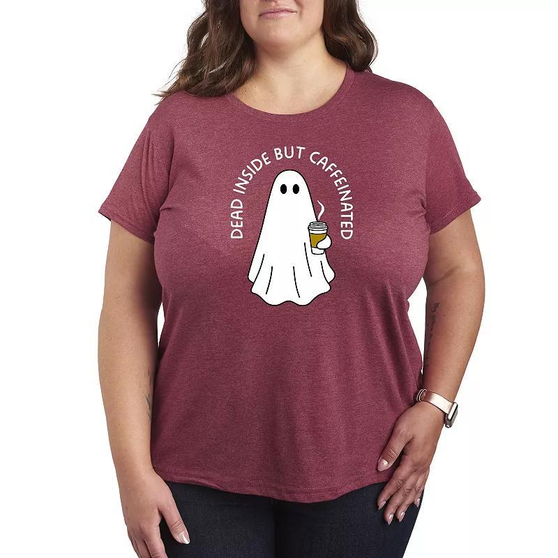 Plus Size Caffeinated Ghost Graphic Tee, Womens Grey Green Product Image