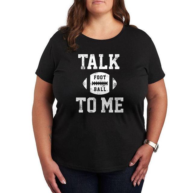 Plus Size Talk Football To Me Graphic Tee, Womens Dark Grey Product Image