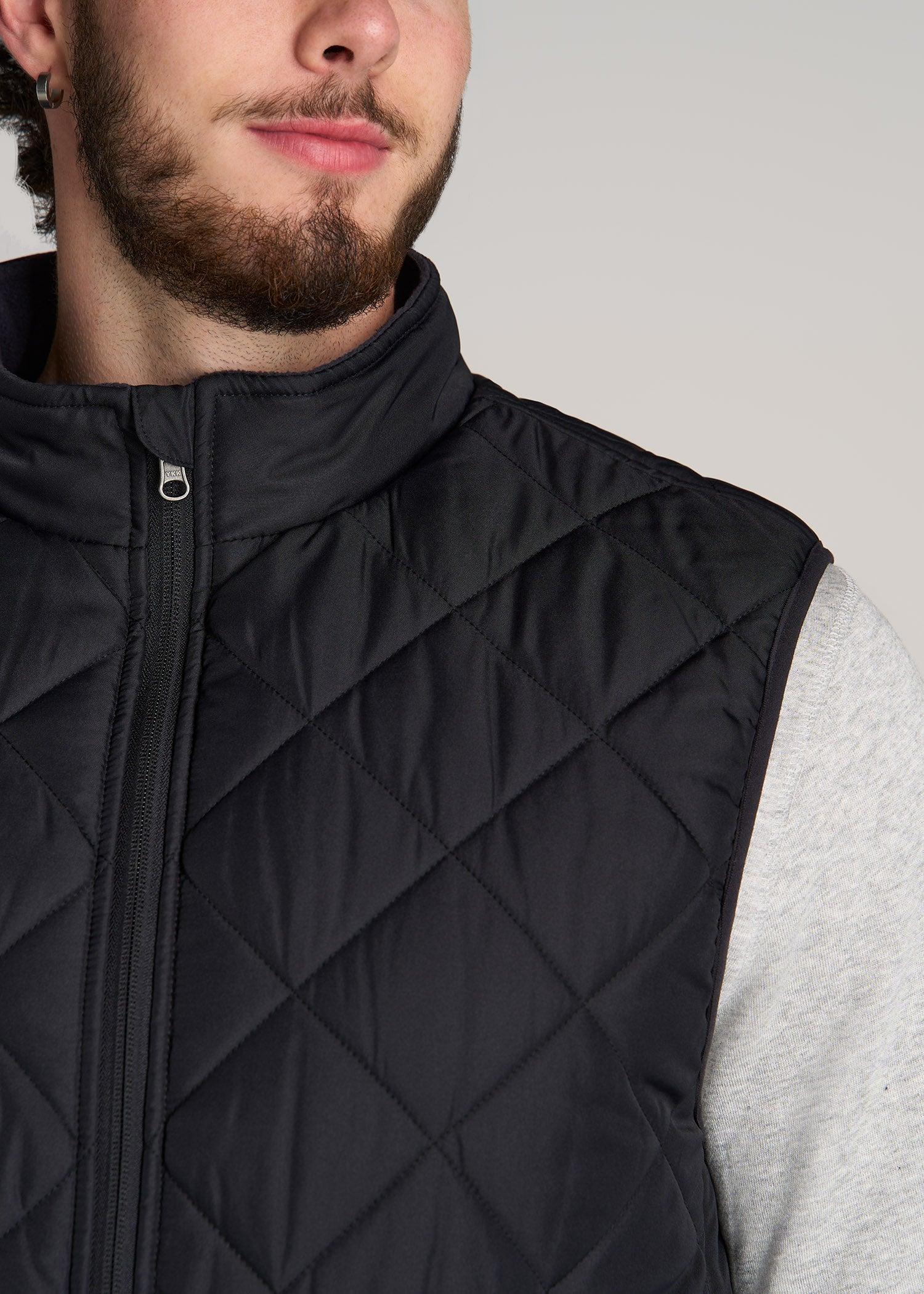 Quilted Reversible Tall Men's Vest in Black & Charcoal Male Product Image