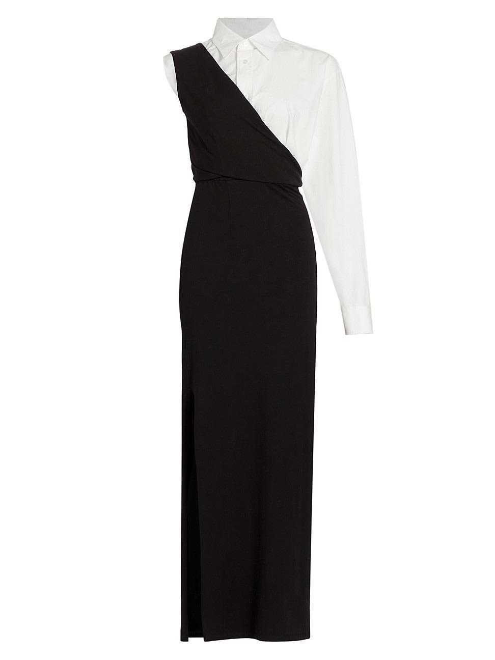 Womens Two-Tone One-Sleeve Maxi Dress Product Image