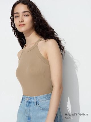 Womens Halter Neck Bra Sleeveless Top Beige XS UNIQLO US Product Image