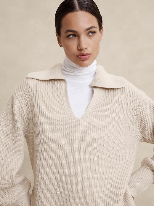 Ribbed Johnny Collar Sweater Product Image