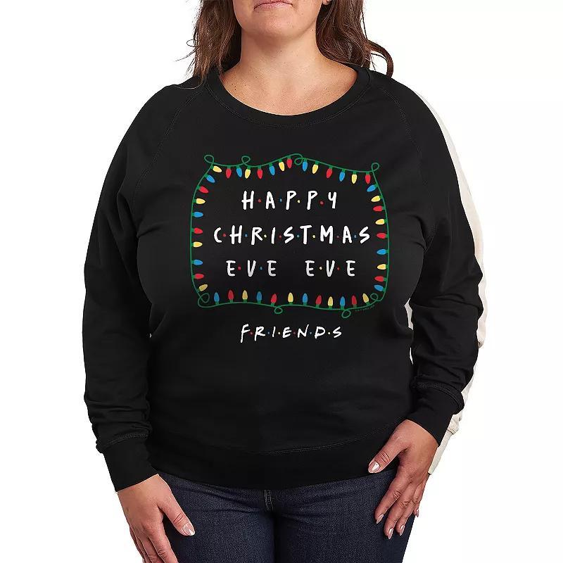 Plus Size Friends Happy Christmas Eve Eve Lightweight French Terry Sweatshirt, Womens Product Image