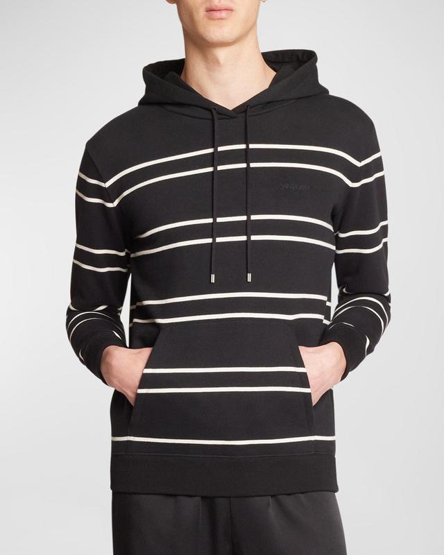 Mens Embroidered Logo Stripe Hoodie Product Image