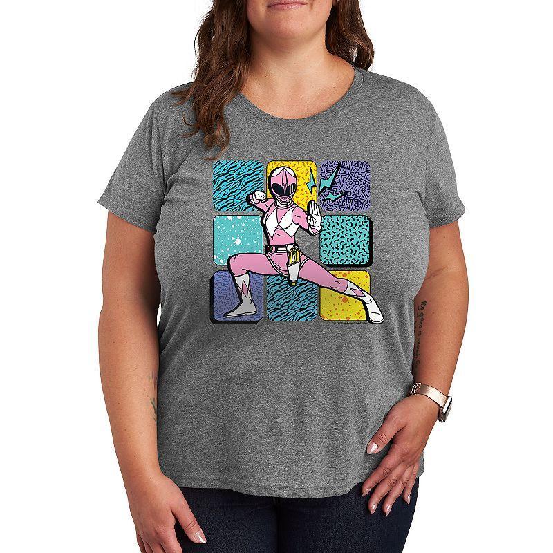 Plus Size Power Rangers Pink Graphic Tee, Womens Product Image