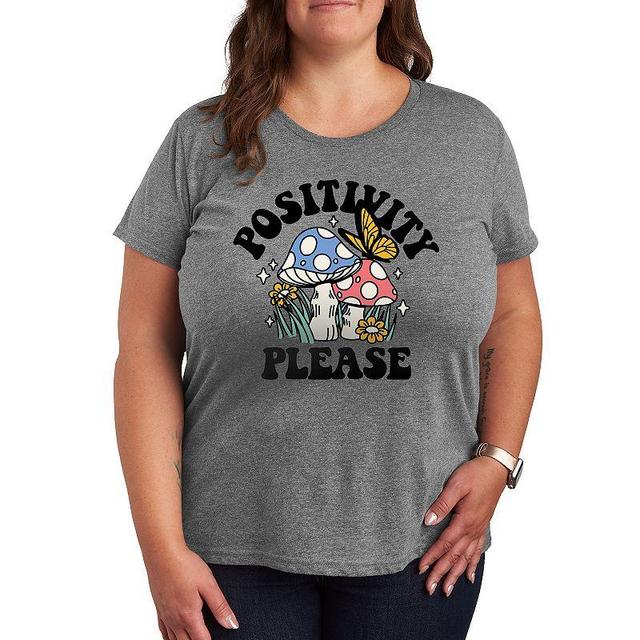 Womens Positivity Please Graphic Tee, Girls Grey Gray Product Image