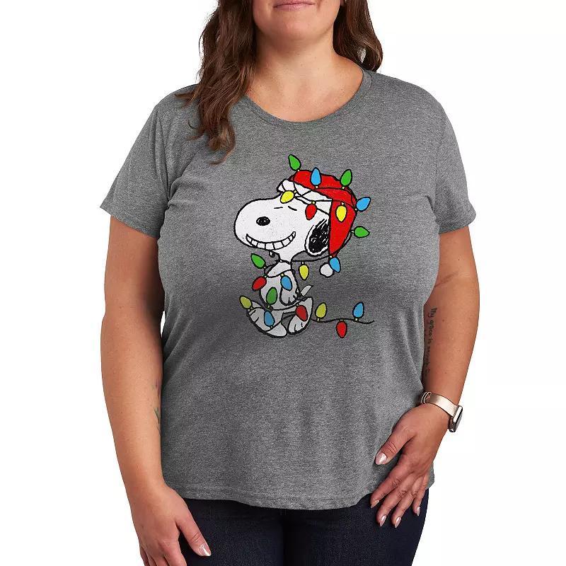 Plus Peanuts Snoopy Rainbow Heart Graphic Tee, Womens Product Image