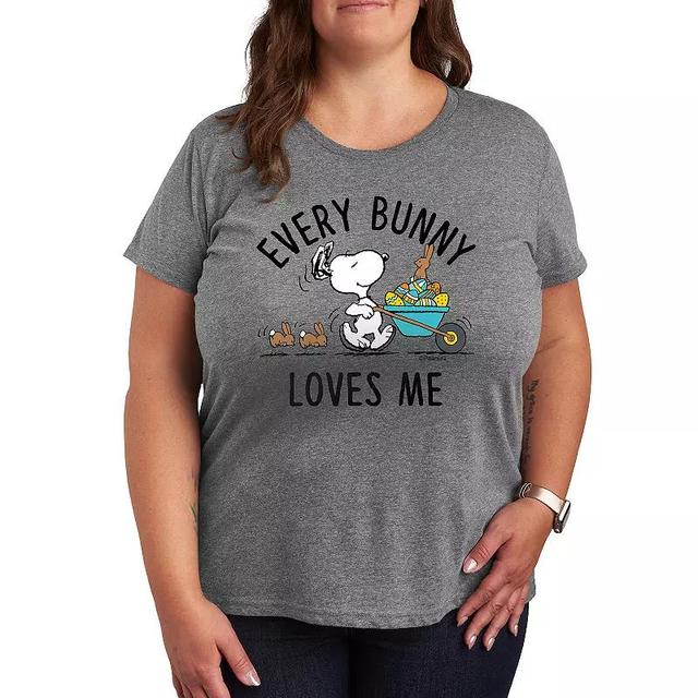 Plus Peanuts Snoopy Joyful Moment Graphic Tee, Womens Grey Gray Product Image