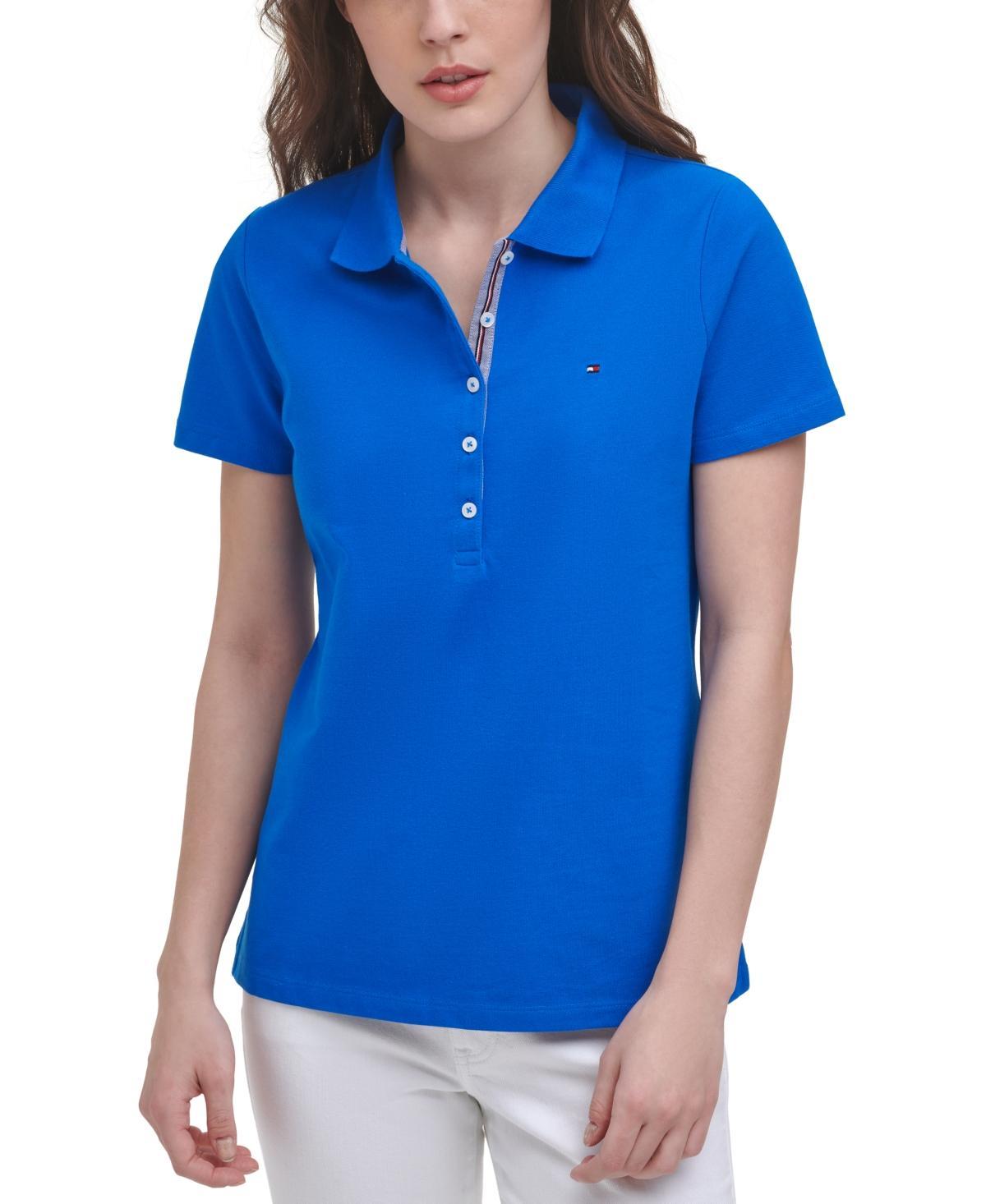 Tommy Hilfiger Solid Short Sleeve Polo Women's Clothing Product Image