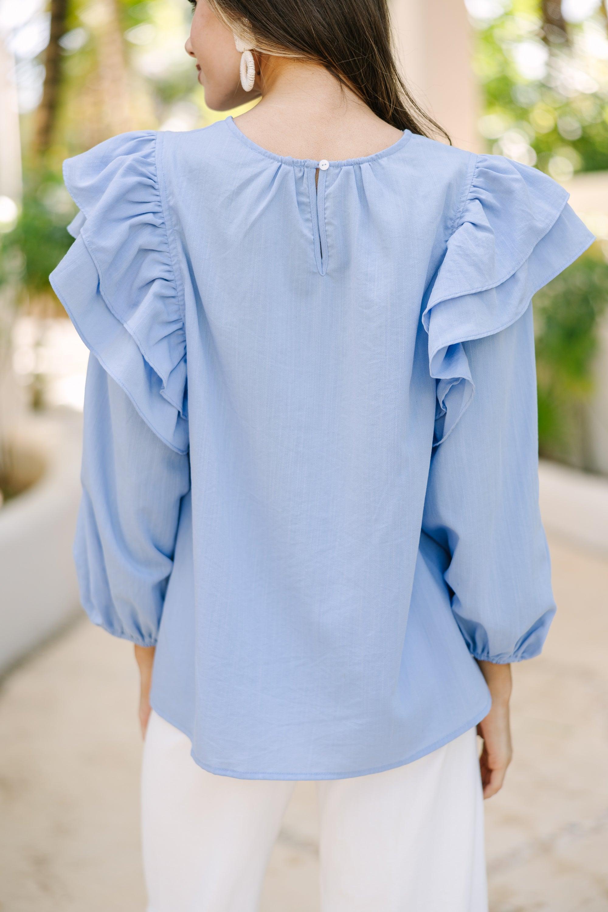 All Talk Chambray Blue Blouse Female Product Image