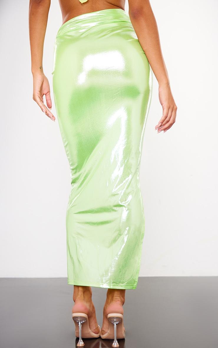 Green Shimmer Woven Twist Front Maxi Skirt Product Image