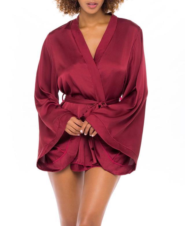 Womens Oh La La Cheri Mirielle Short Satin Robe LJ-11635 Dark Red Product Image