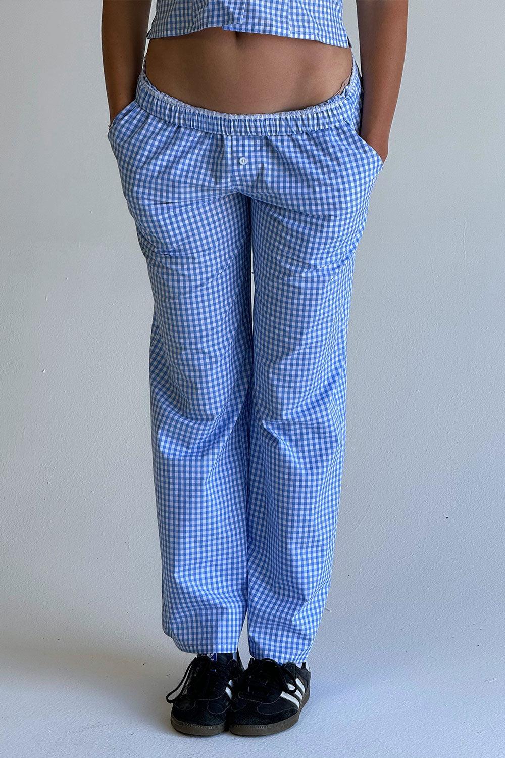 Raleigh Cotton Pant - Cloud Gingham Product Image