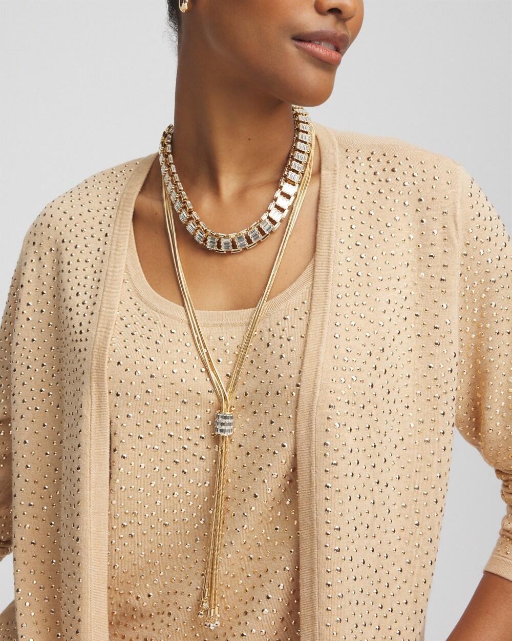 Gold Tone Baguette Collar Necklace Product Image