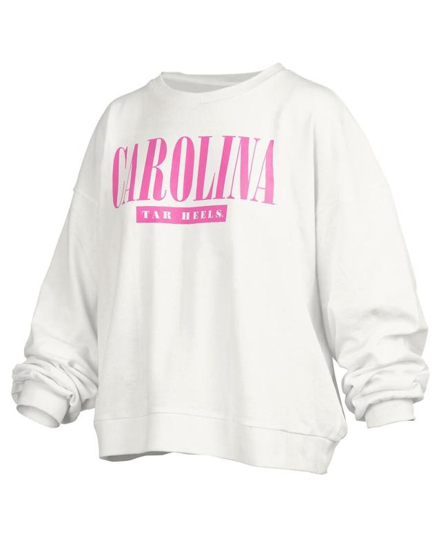 Womens Pressbox White North Carolina Tar Heels Sutton Janise Waist Length Oversized Pullover Sweatshirt Product Image