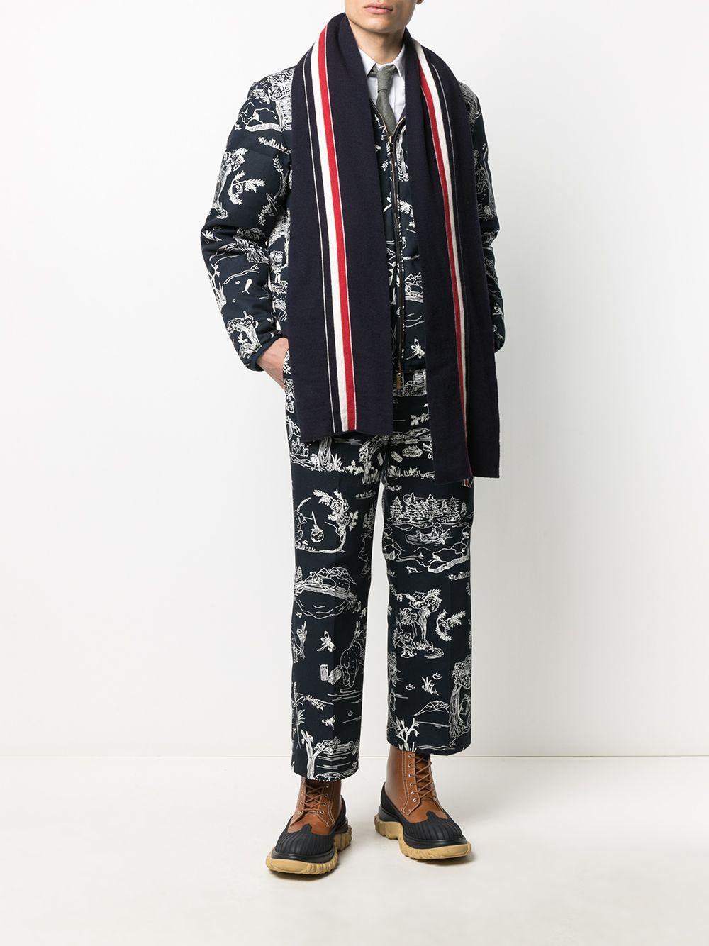 THOM BROWNE Jersey Stitched Wool Scarf In Black Product Image