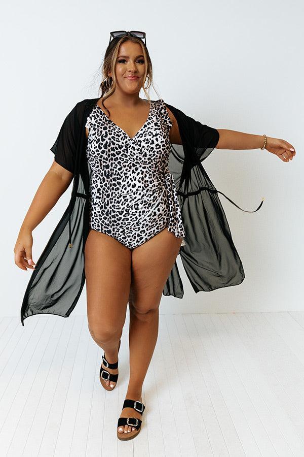 Wild Side Belted One Piece Swimsuit in Ivory Leopard Curves Product Image