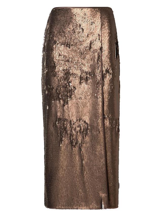 Womens Sequin Slit Midi-Skirt Product Image